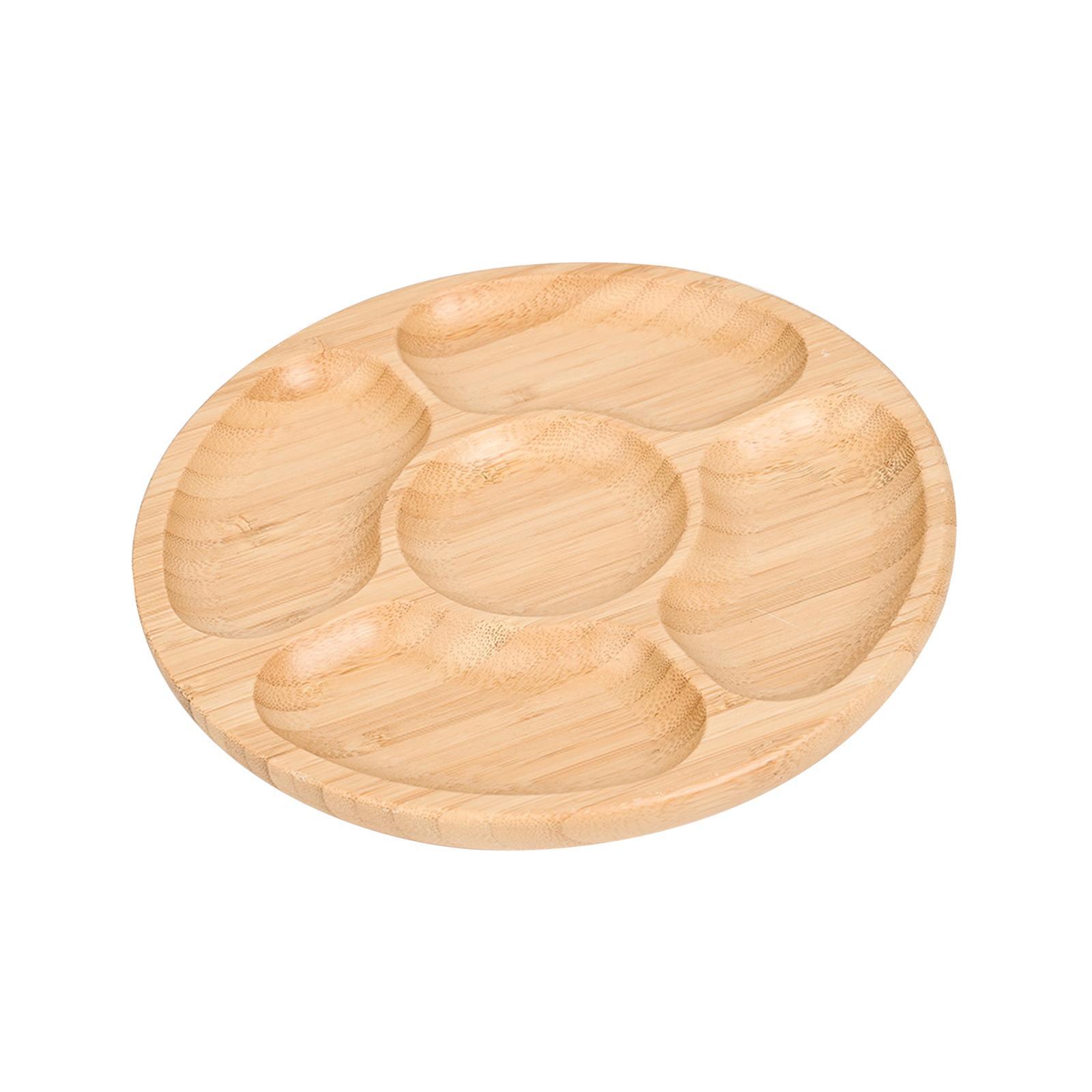 Wooden Tray with 5 Compartments Wooden Food Tray for Candies Party Appetizer