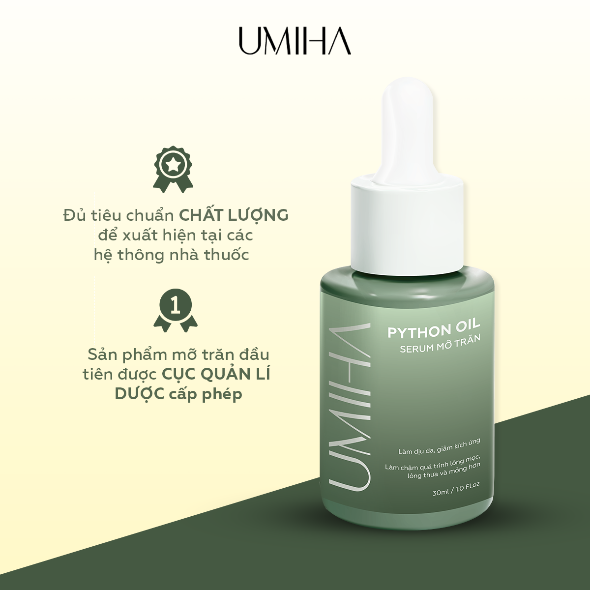 Mỡ trăn triệt lông U Minh Hạ nguyên chất (10/30ml) UMIHA dùng cho vùng Chân, Tay, Nách, Bikini, Body tại nhà hiệu quả an toàn tiết kiệm