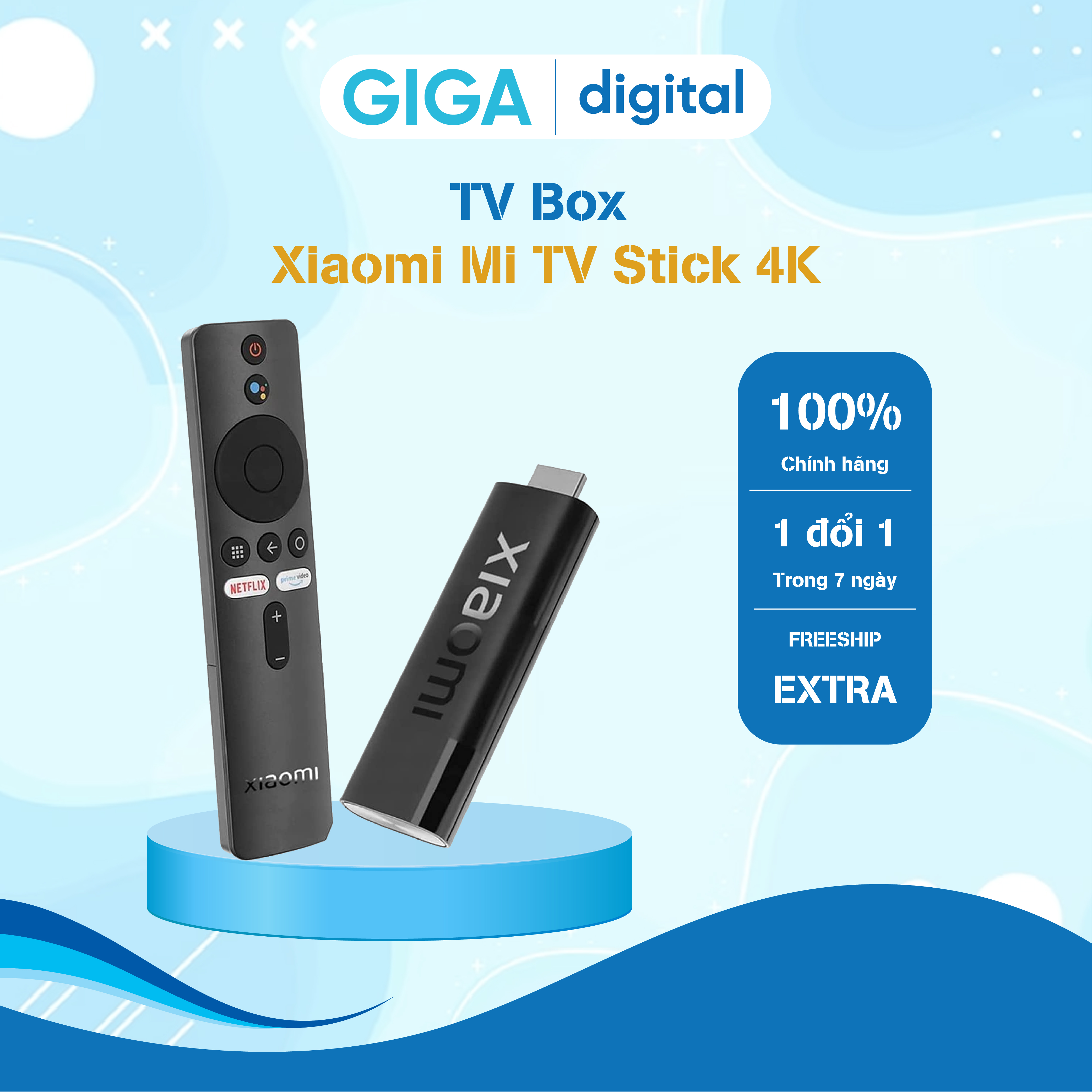 Điều khiển Tivi Xiaomi Mi TV Stick 4K - RAM 2G siêu mượt - Bản Quốc Tế Tiếng Việt tìm kiếm giọng nói