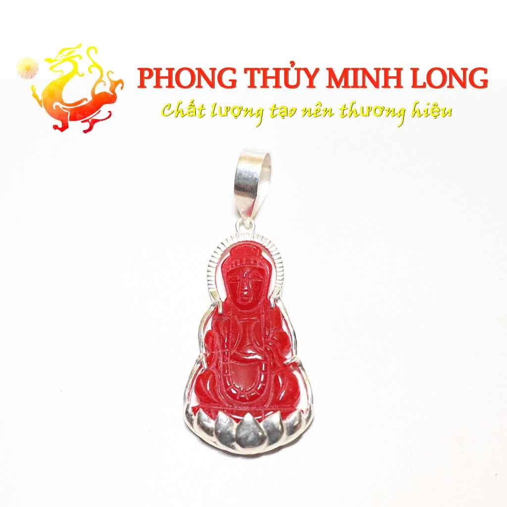 Mặt dây chuyền phật bà Quan Âm đá Mã Não Đỏ hợp người mệnh Hỏa và Thổ