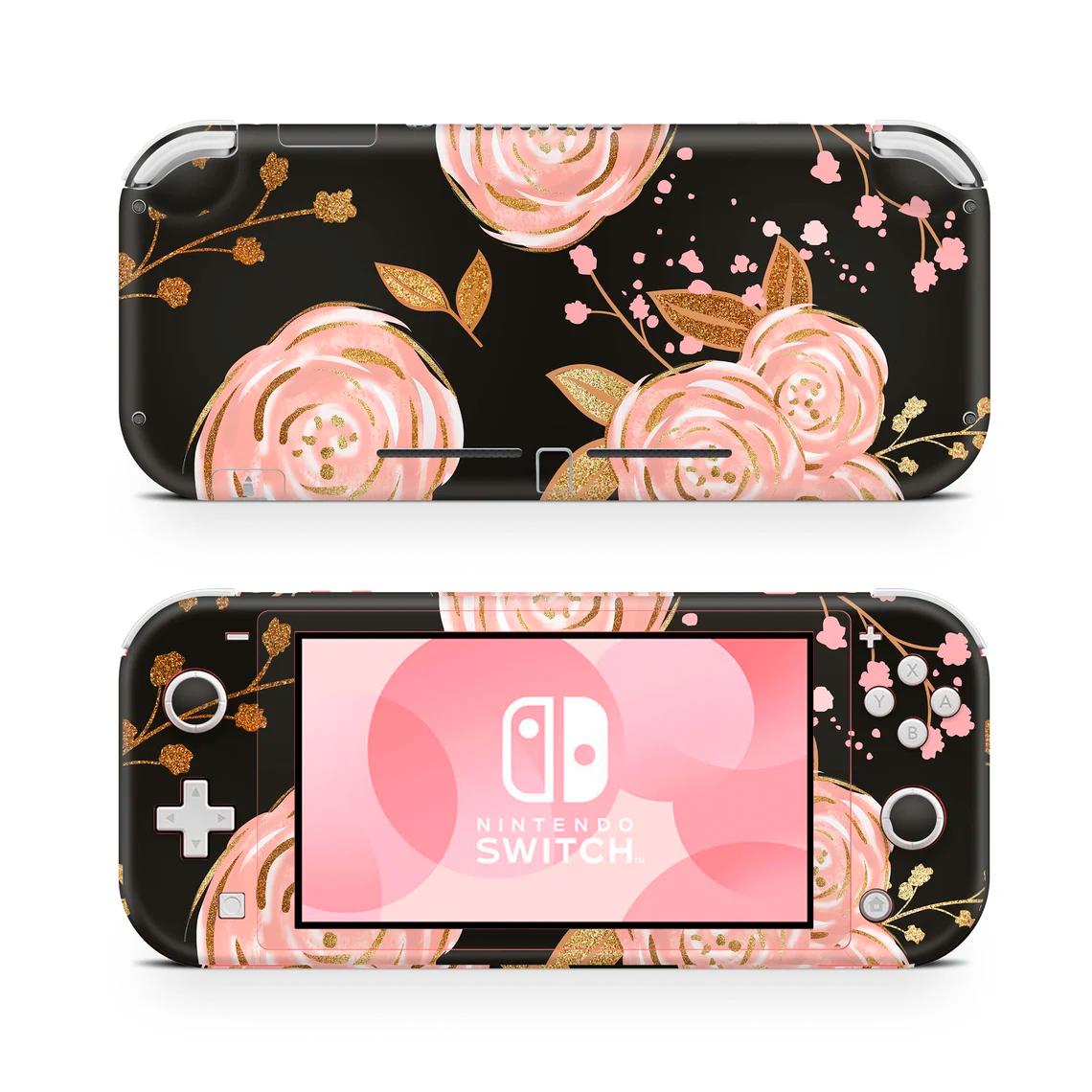 Skin decal dán Nintendo Switch Lite mẫu hoa hồng (dễ dán, đã cắt sẵn)