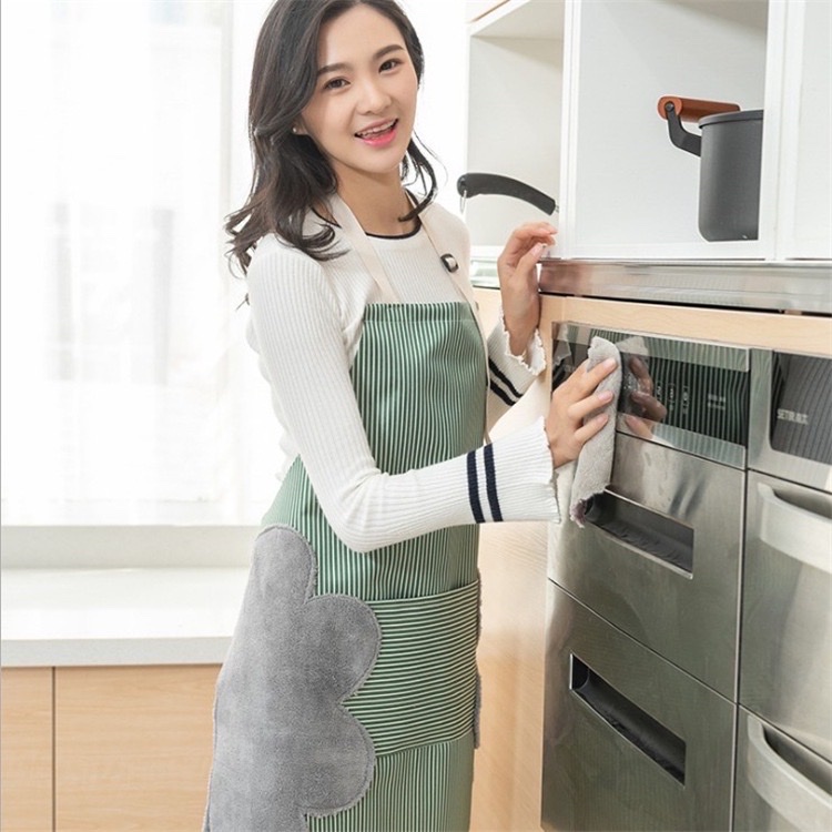 Tạp dề nấu ăn họa tiết có khăn lau tay bên hông ,chống thấm nước cao cấp tiện lợi cho nhà bếp thông minh