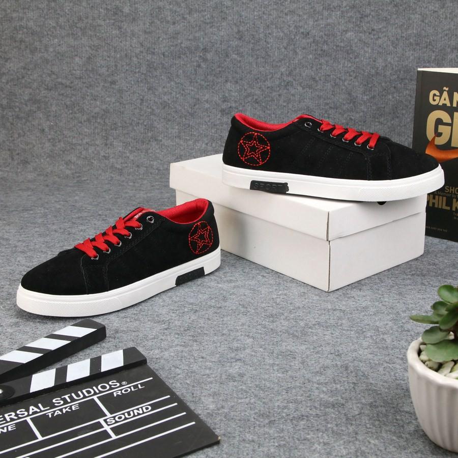 Giày sneaker nam đen sao đỏ chất lượng cao GN371 Gấu Nâu