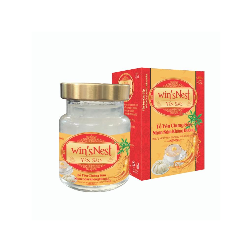 Combo 10 lọ Yến Sào Win'snest Tổ Yến Chưng Sẵn Nhân Sâm Không Đường 20% (70ml/ Lọ)