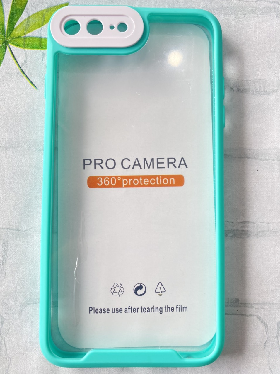 Ốp lưng dành cho iphone 7 Plus/7+ xanh ngọc mặt lưng trong suốt