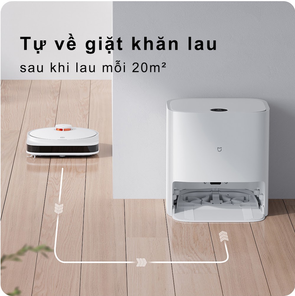 Robot Hút Bụi Lau Nhà Xiaomi Mijia Omni Global Tự Động Đổ Rác Tự Giặt Sấy Giẻ Khí Nóng Camera Ai Trí Tuệ Nhân Tạo Diện Tích 200 m2 - Hàng Nhập Khẩu