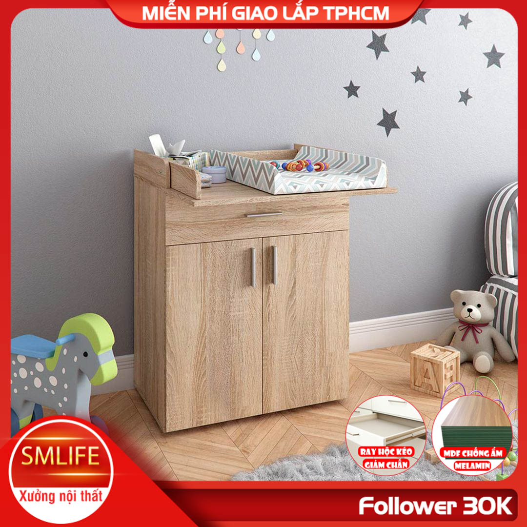 Kệ gỗ thay tã cho bé SMLIFE Kalamos | Gỗ MDF dày 17mm chống ẩm | D75xR80xC100cm