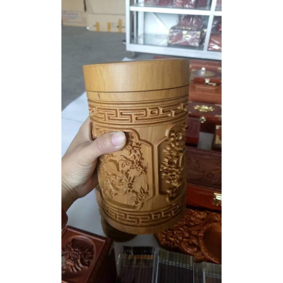Hộp Đựng Chè Gỗ Bách Xanh