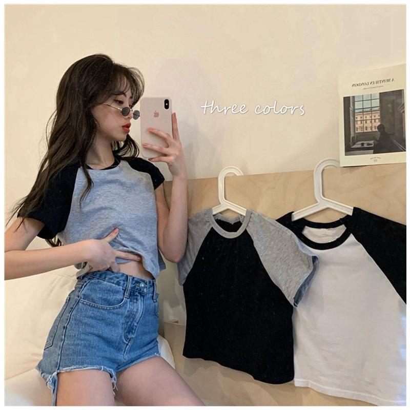 MS6680 Áo phông, áo thun nữ raplan croptop