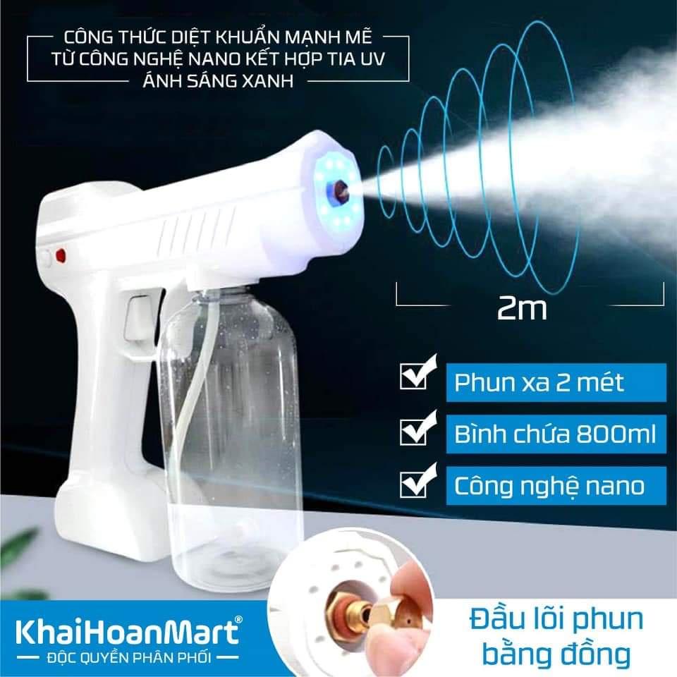 Máy phun khử khuẩn cầm tay atomizer hàng cao cấp loại 1 lõi đồng,bình chứa 800ml ,8 led công nghệ nano