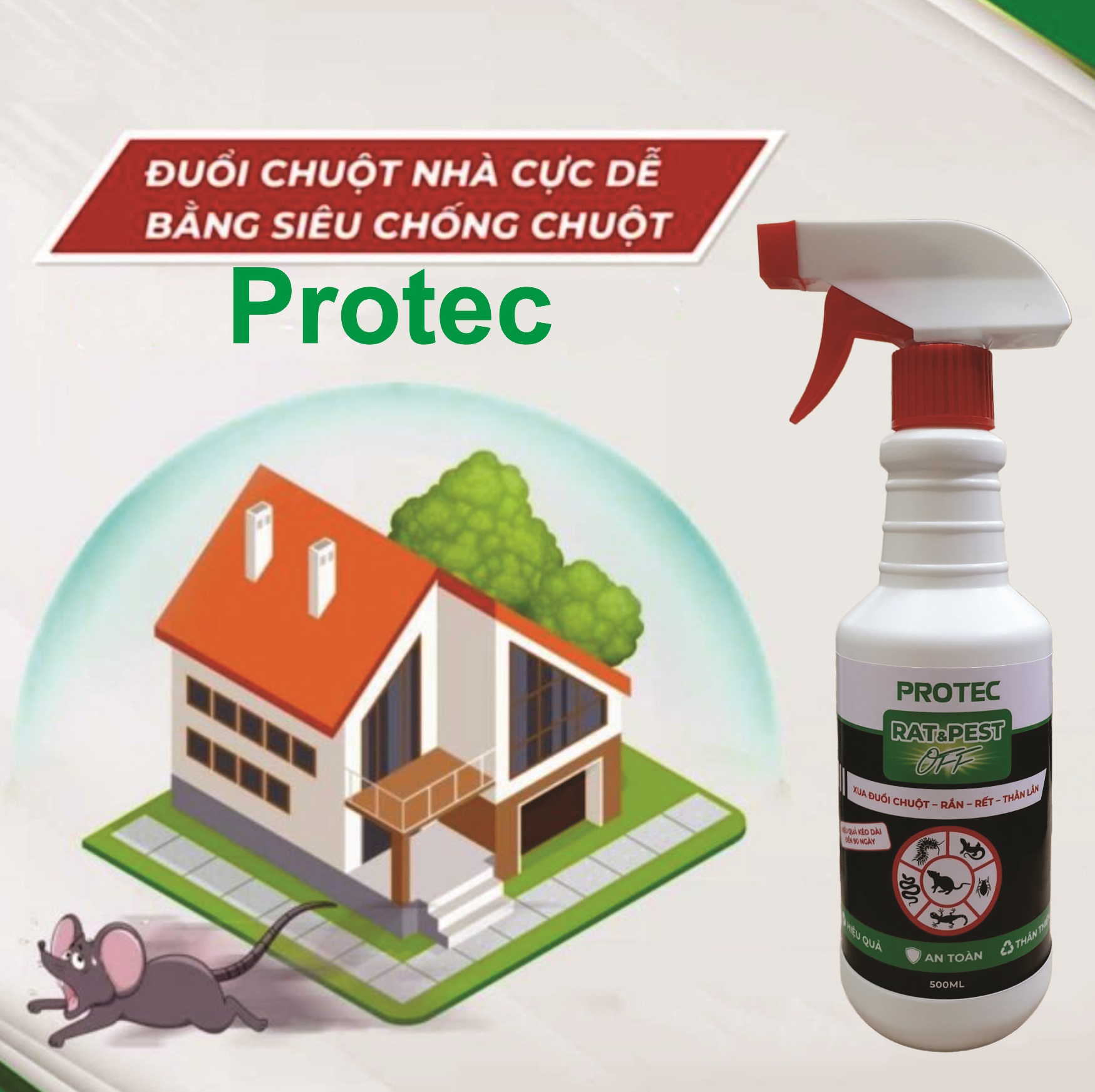 Chai Xịt Đuổi Chuột Protec - Hiệu Quả Đến 90 Ngày - Rat &amp; Pest OFF