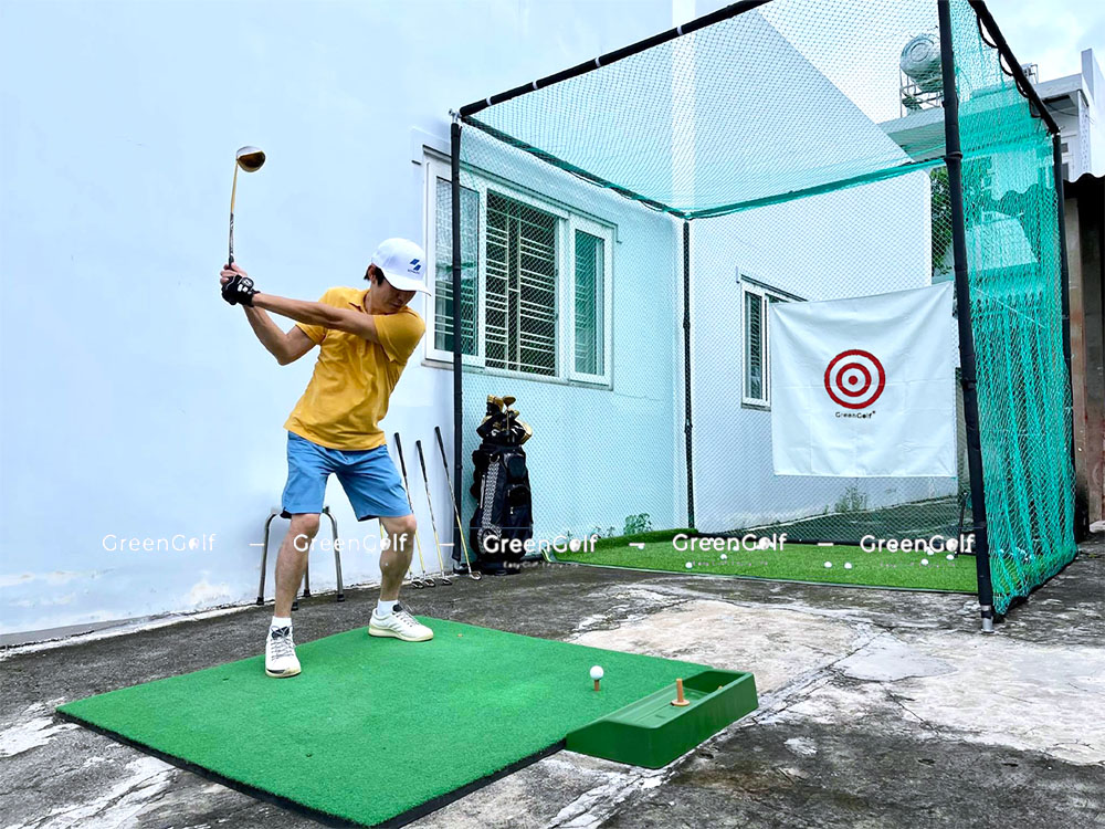 Combo Tập Swing Golf Trọn Bộ Gồm Khung Lưới + Tâm Phát Bóng + Thảm Swing + Thảm Cỏ Lót Sàn + Khay Bóng