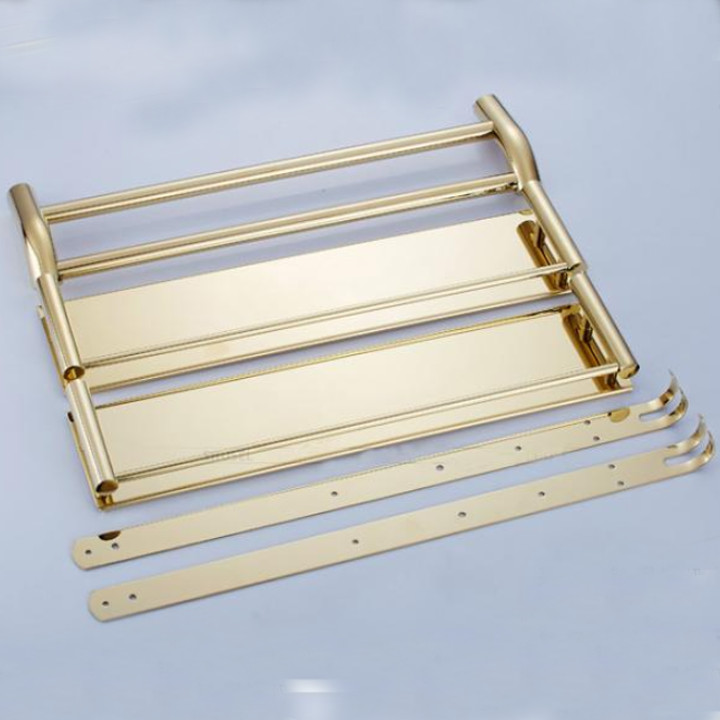 Kệ Giá Treo Khăn Nhà Tắm 3 tầng kèm khay inox mạ vàng PNK003