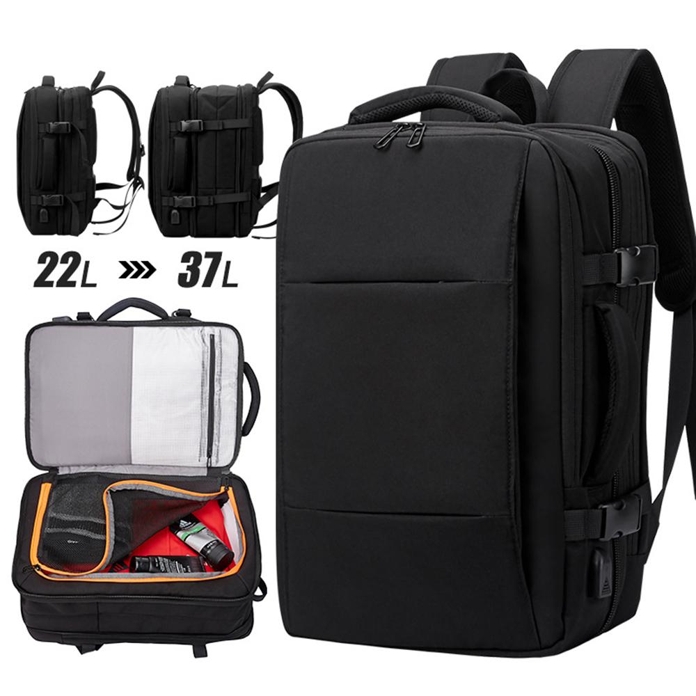 Expandable Carry-On Backpack with USB Charging Port Travel Weekender Backpack Fits 15.6 Inch Laptop for Men and Women