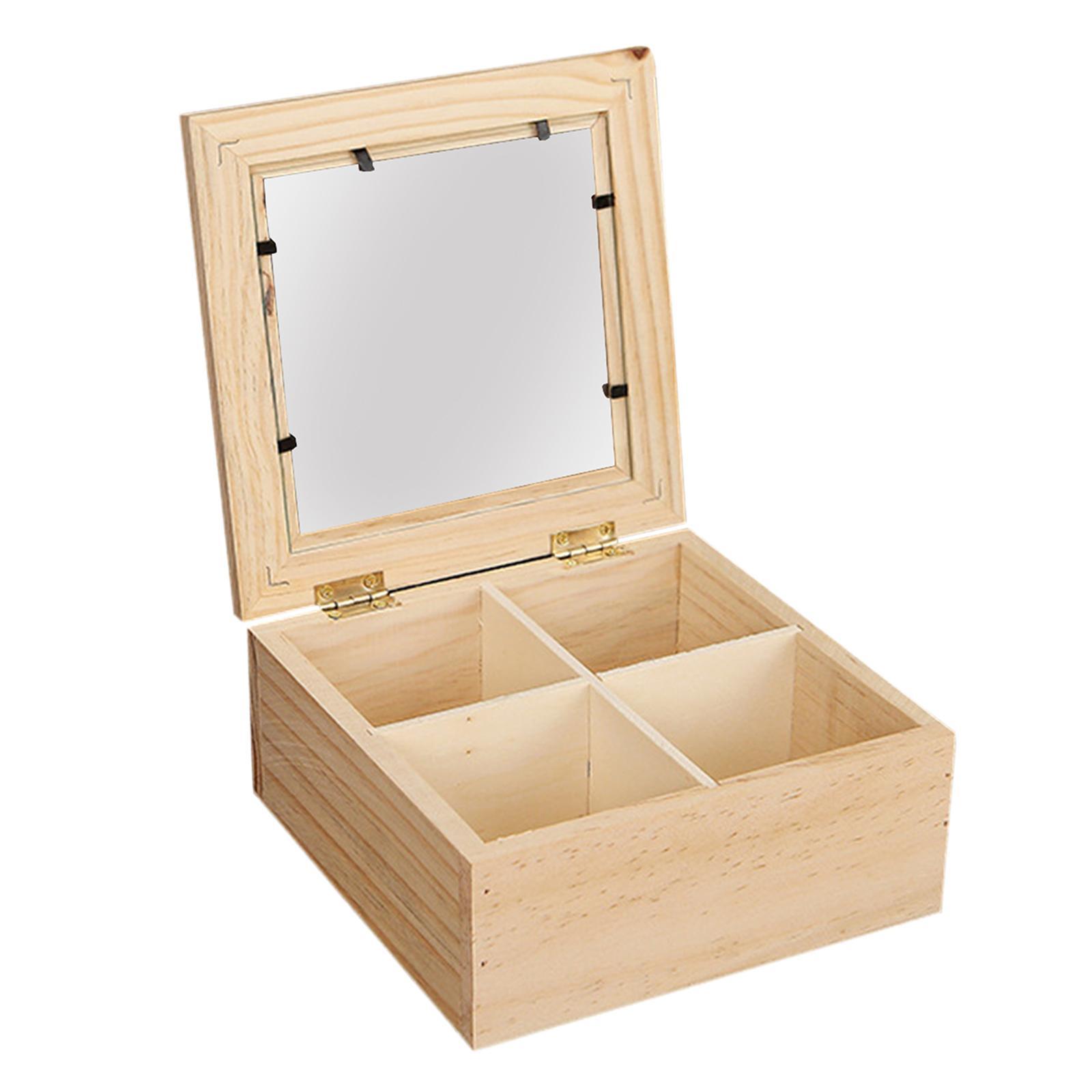 Wood Storage Box Jewelry Display Case Photo Holder Portable DIY Trinket Box