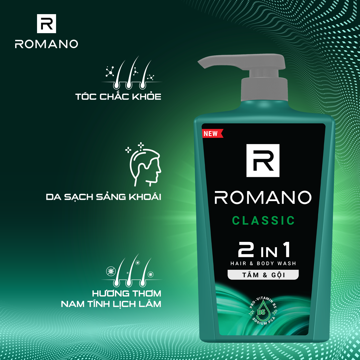 Tắm gội 2 trong 1 Romano 2in1 Classic 180g