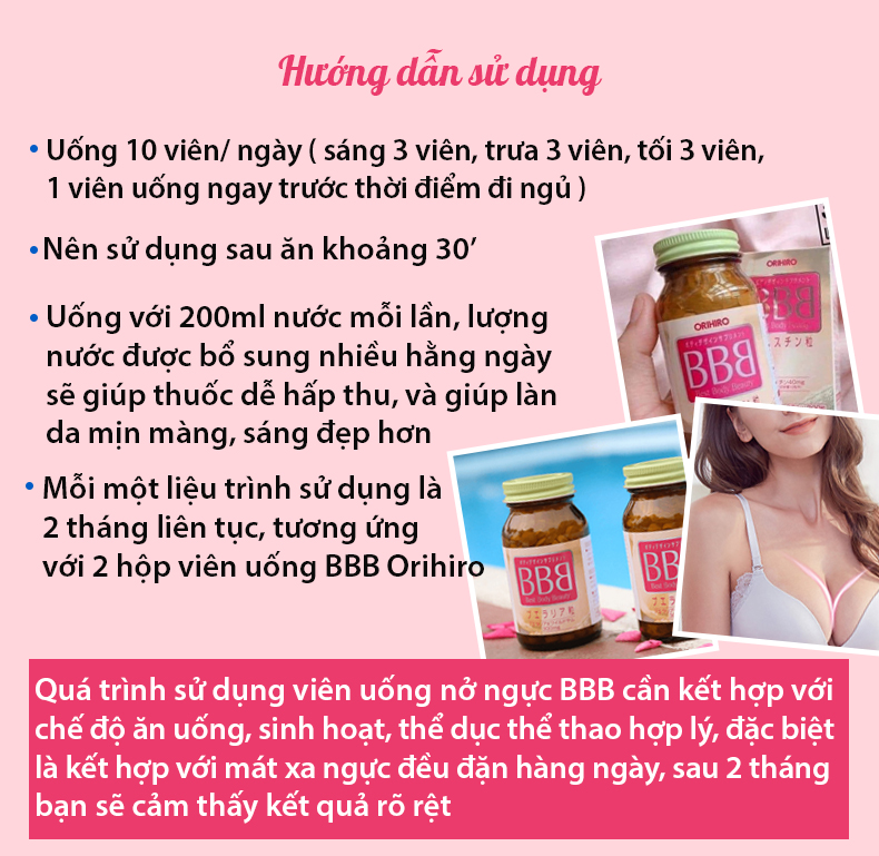 Viên uống tăng kích thước và săn chắc ngực Orihiro cân bằng nội tiết tố, giảm nám tàn nhang, làm đẹp da 300 viên/hộp JN-OR-BBB01