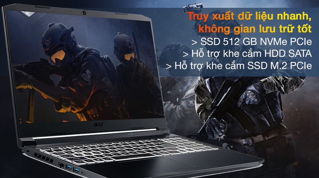 Acer Nitro 5 AN515 57 5669 i5 11400H/8GB/512GB/4GB GTX1650/15.6&quot;F/144Hz/Win11/(NH.QEHSV.001)/Đen - Hàng chính hãng