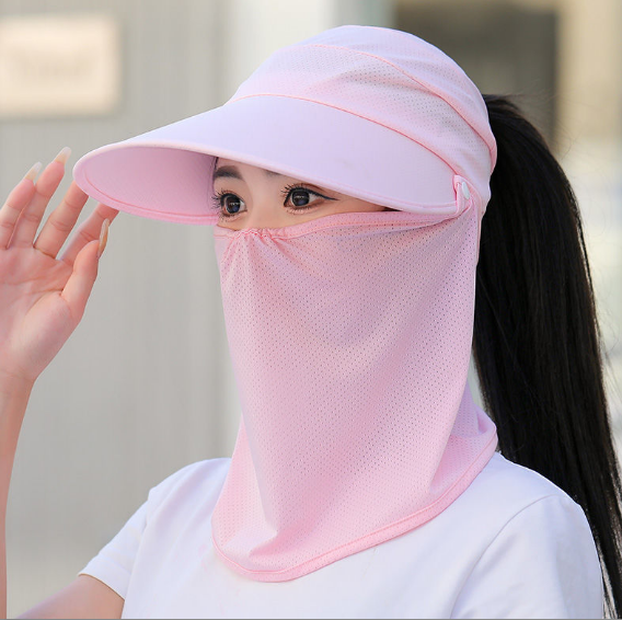 Mũ rộng vành chống nắng chống tia cực tím kèm khẩu trang tháo rời cao cấp mới, nón khẩu trang nữ