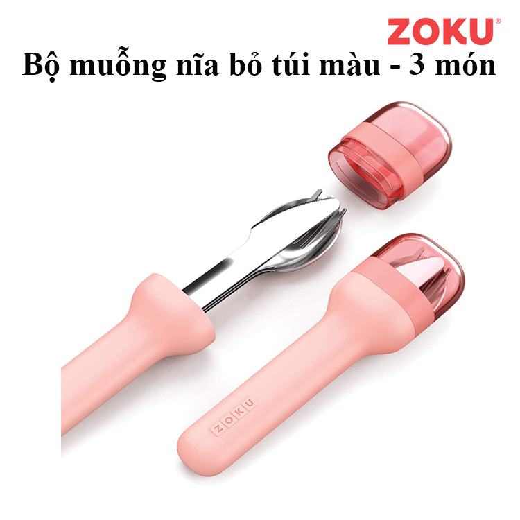 Bộ muỗng nĩa bỏ túi màu - 3 món ZOKU - Hàng Chính Hãng