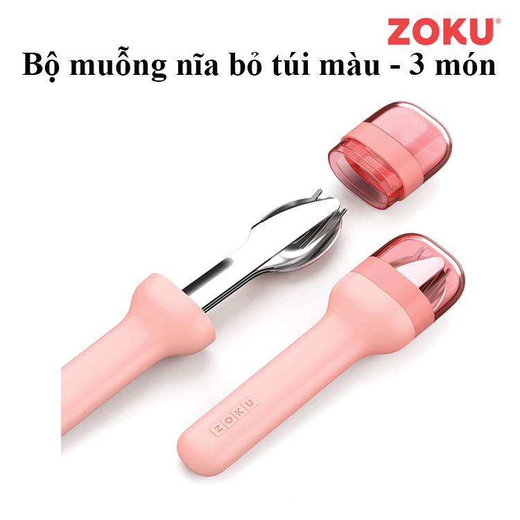 Bộ muỗng nĩa bỏ túi màu  - 3 món ZOKU - Hàng Chính Hãng