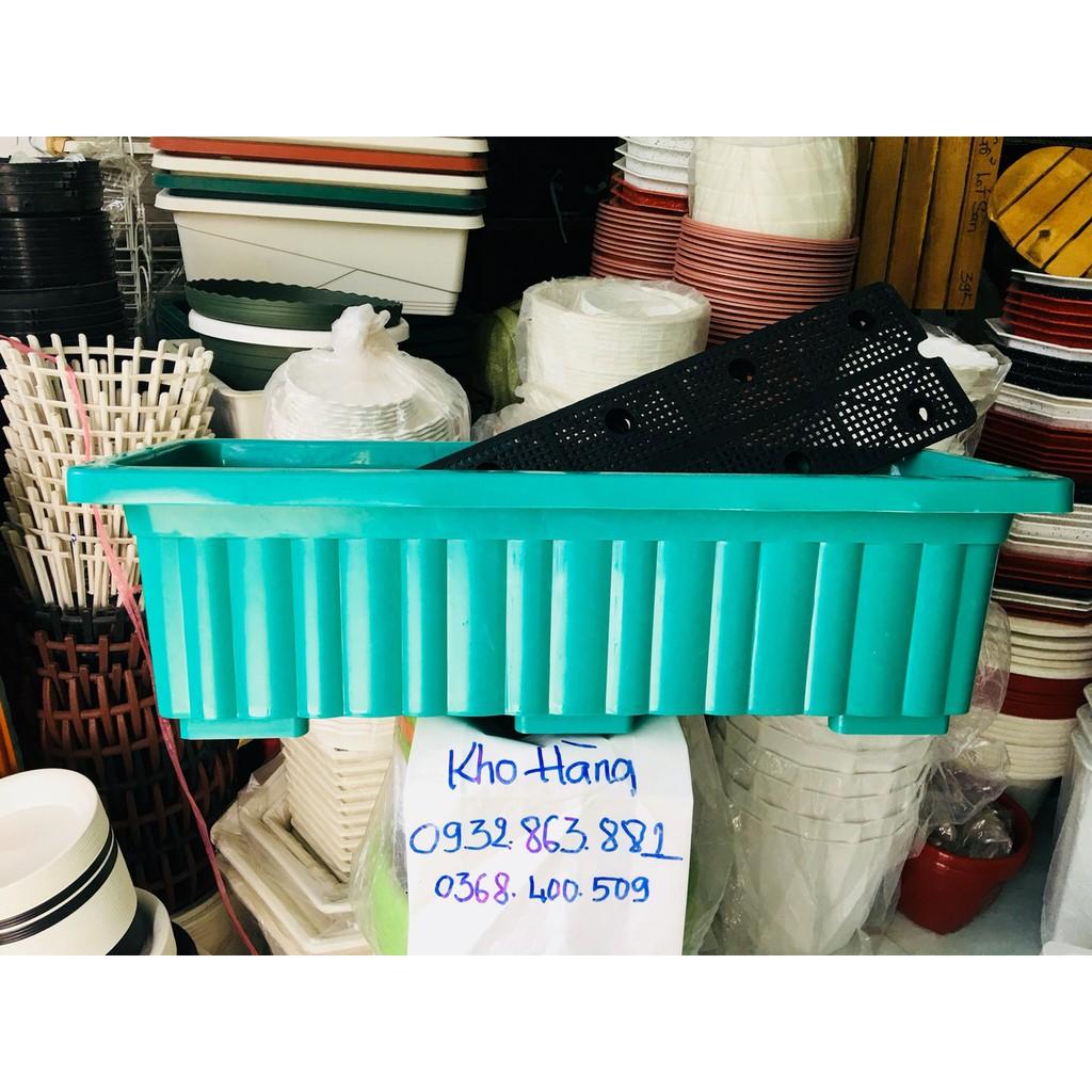 Combo 4 Chậu Nhựa Dài, Khay Trồng Rau Đa Năng + Tặng vĩ lót