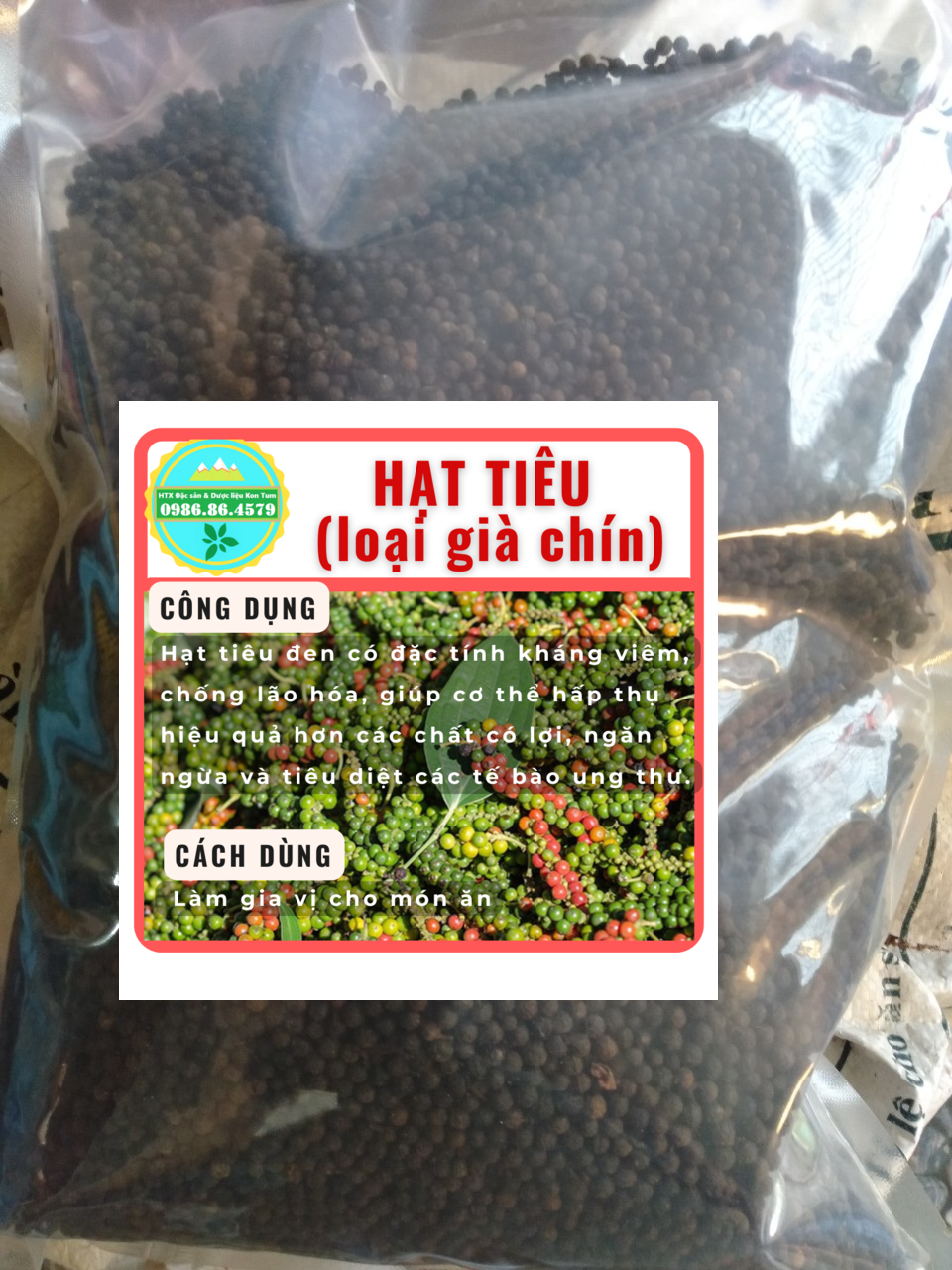 Đặc Sản Kon Tum - Hạt Tiêu Khô Chín Đỏ Hàng Kon Tum Loại Thơm Cay Sạch Đẹp - 200Gr - OCOP 3 Sao