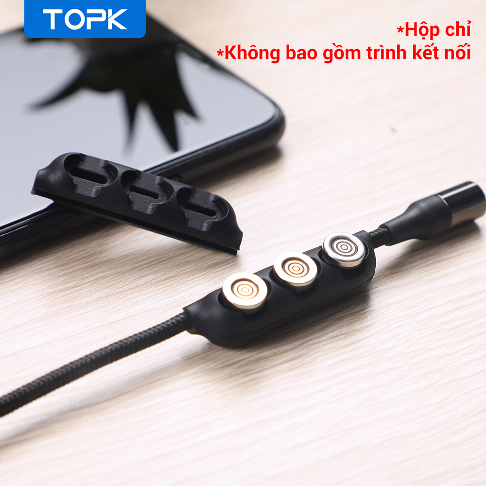 Hộp Đựng Đầu Cắm Nam Châm TOPK L34  Đầu Nối Micro, USB Loại C, Lightning Chỉ Có Hộp Không Bao Gồm Đầu Nối - INTL - Hàng chính hãng