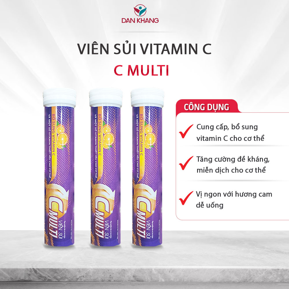 Viên Sủi Bổ Sung Vitamin C MultiC Dan Khang - Tuýp 20 viên
