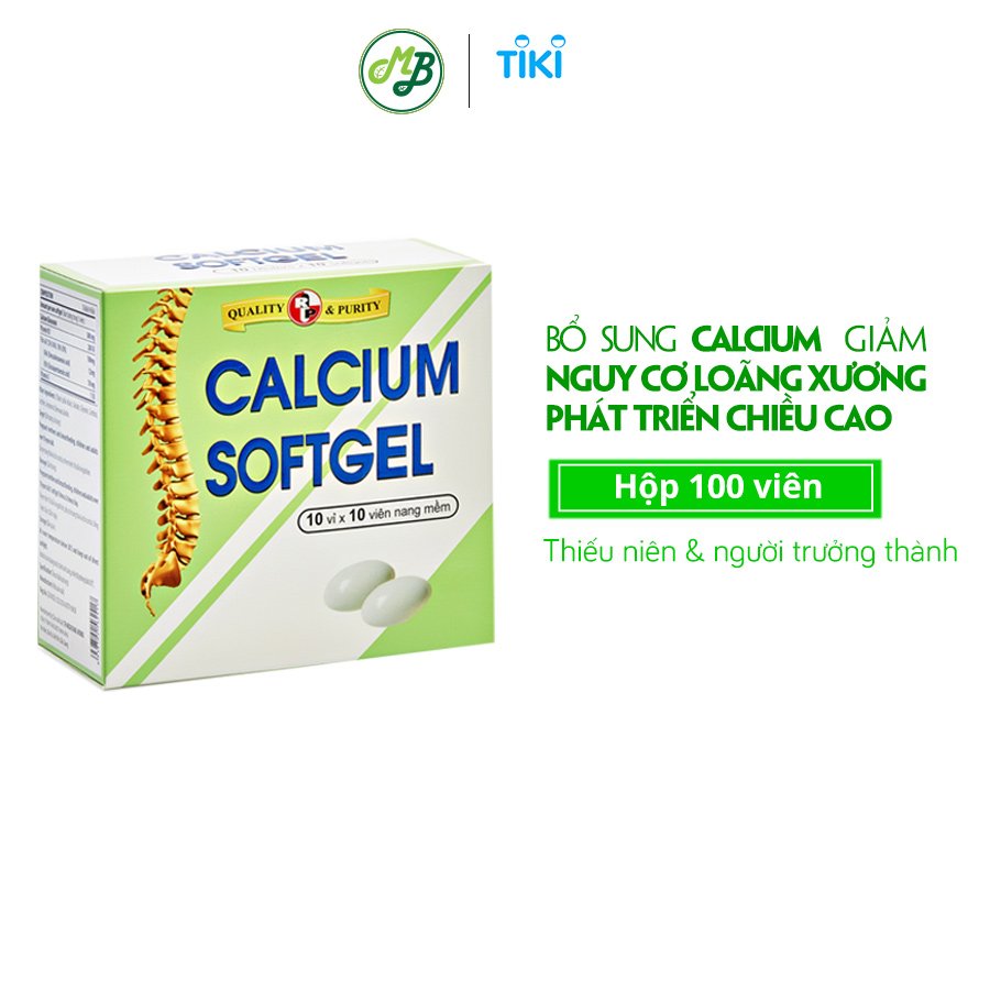 Thực phẩm chức năng bổ xương bổ sung Calcium ( canxi) và Vitamin D3- Calcium softgel – Robinson Pharma Usa - Hộp 100 viên