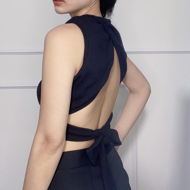 Áo ba lỗ croptop hở lưng, áo thun cộc tay cutout lưng - Audrey Studio