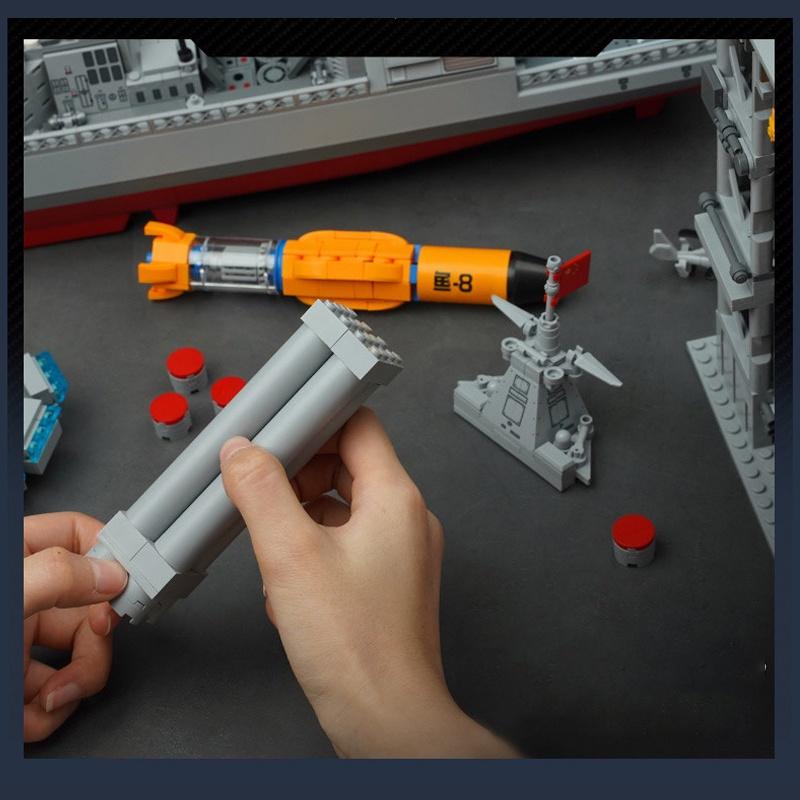 Đồ chơi Lắp ráp Tàu chiến hạm 055, Enlighten 23015 Warship, Xếp hình thông minh, Mô hình Thuyền chiến