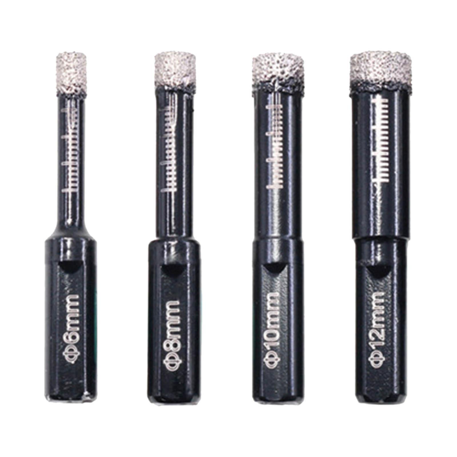 Dry Diamond Drill Bits Set 6/8/10/12mm Core Drill Bit Kit for Porcelain Marble Tile/Ceramic