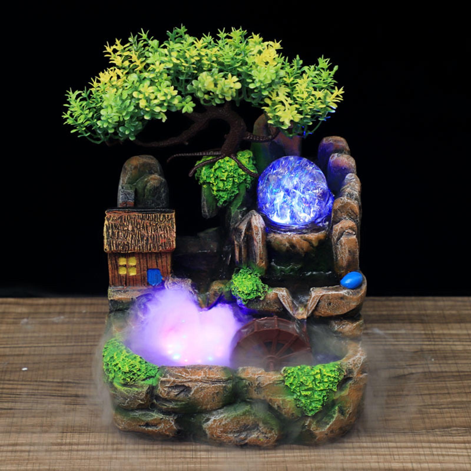 Creative Waterfall Fountain Rockery LED Lights Indoor Meditation