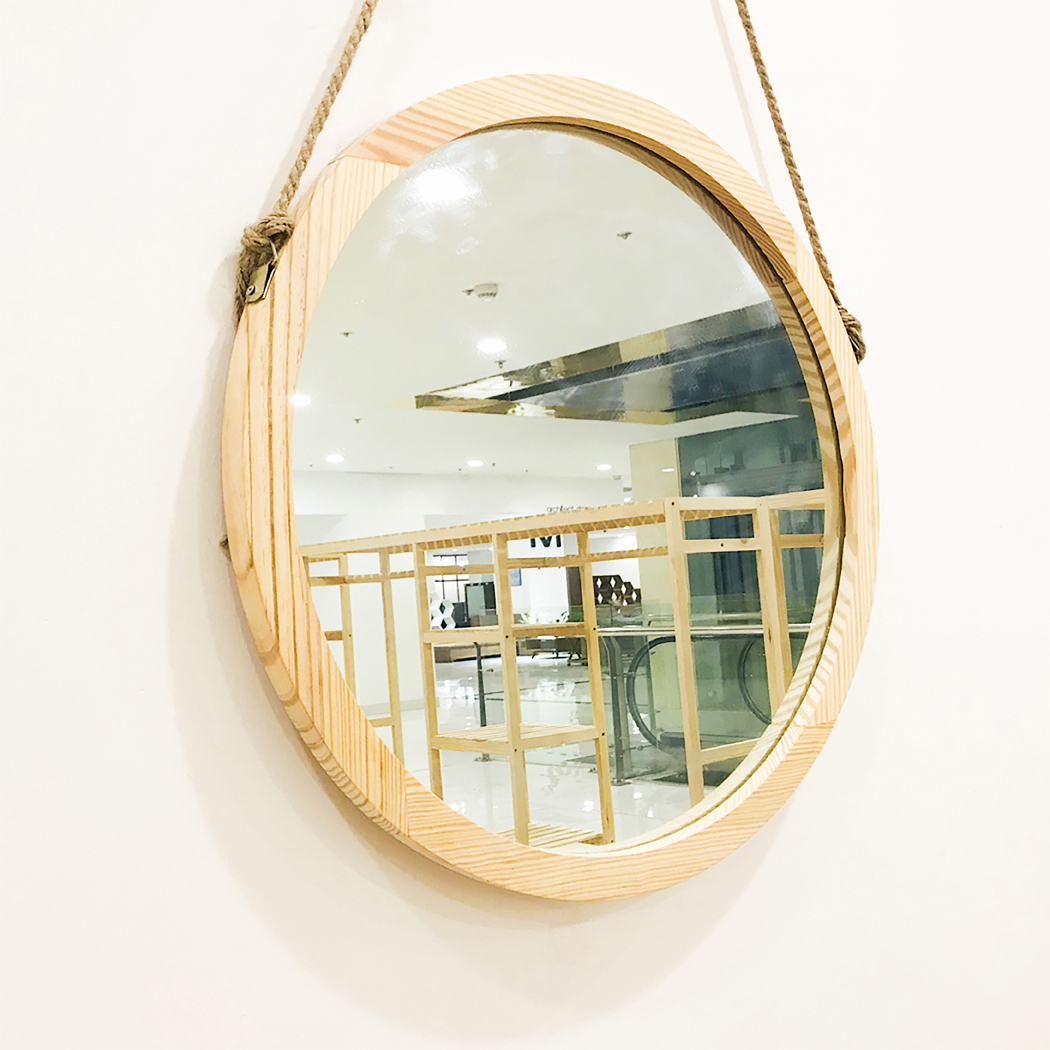 Gương Tròn Treo Tường Vuadecor Gương Tròn Viền Gỗ Thông Mỹ - Circle Mirror