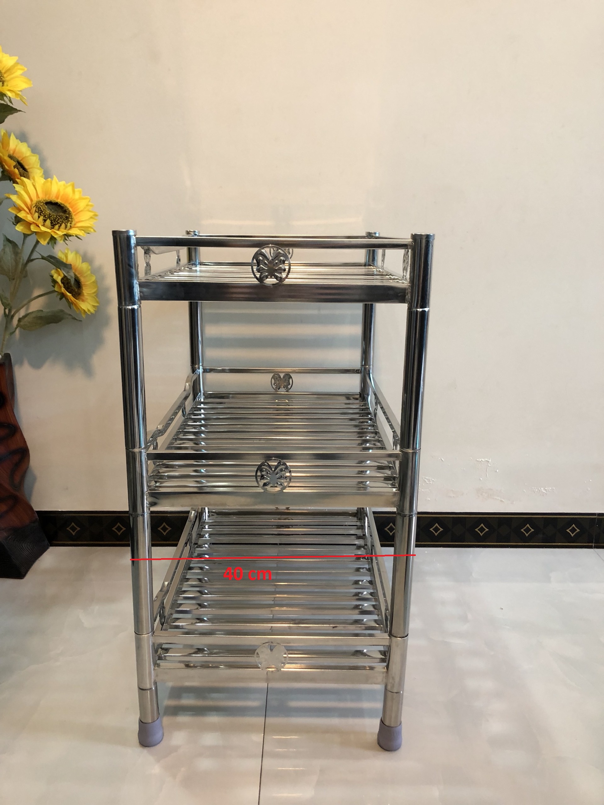 KỆ INOX NHÀ BẾP, KỆ INOX ĐỂ XOONG NỒI, CHÉN BÁT 3 TẦNG  VIMOS