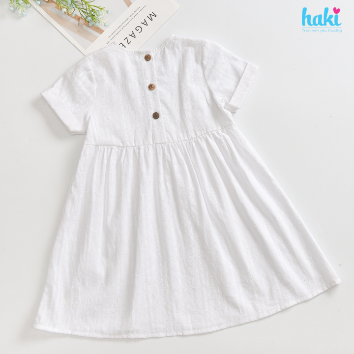 Váy bé gái trắng cộc tay bèo ngực HAKI, đầm bé gái, váy mùa hè cho bé gái, váy hè, đầm thiết kế cho bé HK524 (10-27kg)
