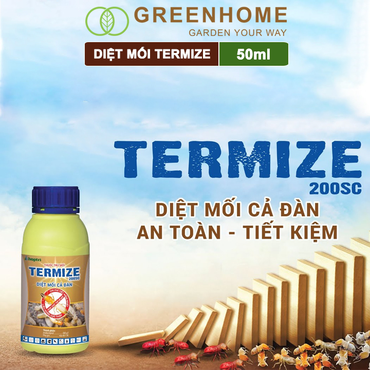 Thuốc Diệt Mối Tận Gốc Greenhome Termize 200SC, Chai 50ml, Sinh Học Thế Hệ Mới, An Toàn, Không Mùi, Diệt Cả Đàn