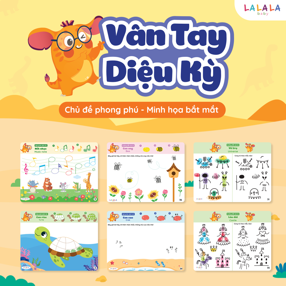 Bộ Tranh Tô Màu Vân Tay Cho Bé - Vân Tay Diệu Kỳ Finger Painting Kèm Màu Vân Tay - Lalala Baby