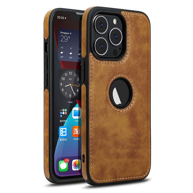 Ốp lưng da full viền cho iPhone 14 promax/14 pro/13promax hở lô gô sang trọng