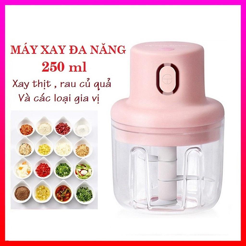 Máy Xay Đa Năng Cầm Tay Mini Sạc Điện Có Cổng Sạc Usb Nhỏ Gọn Tiện Ích Dễ Sử Dụng Xay Hành Tỏi Rau Củ Quả Thể Tích 250ML