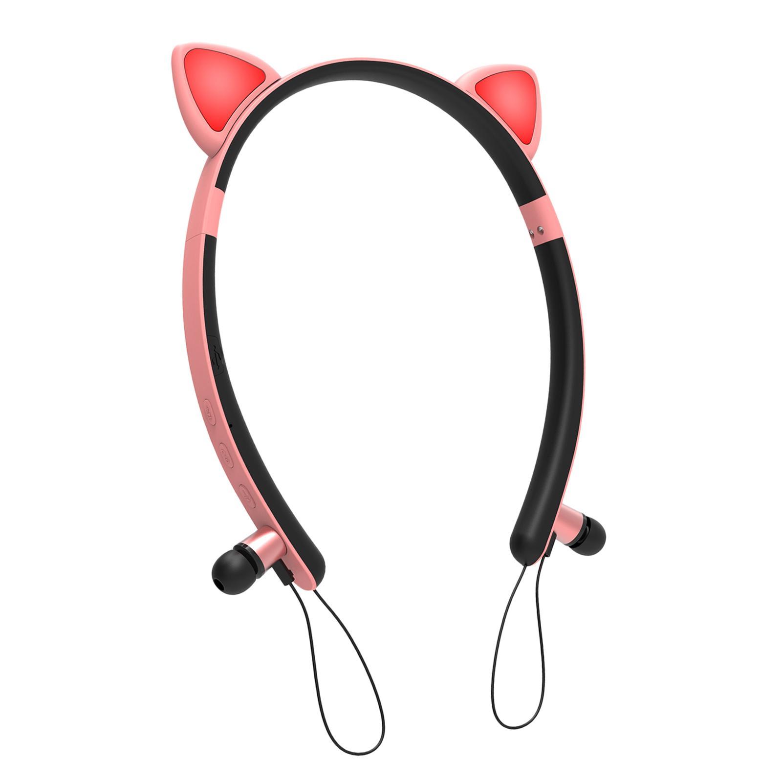 Bluetooth Headset Stereo Headphones Earpiece Speaker Pink