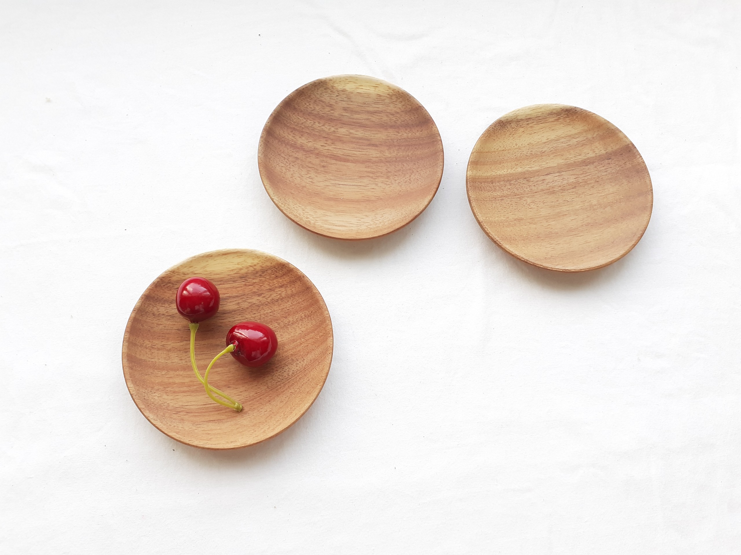 Bộ 6 đĩa gỗ KEO tròn nhỏ lót cốc, ly 10 cm