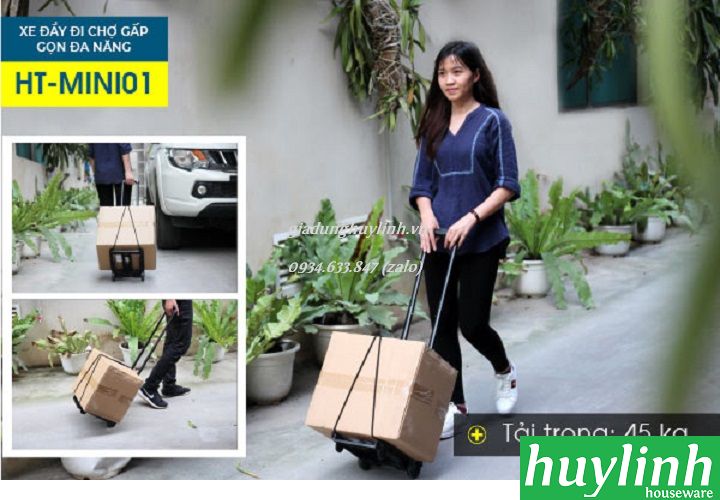 Xe kéo đẩy đi chợ đa năng Advindeq HT-MINI01 - Tải trọng 45kg - Hàng chính hãng