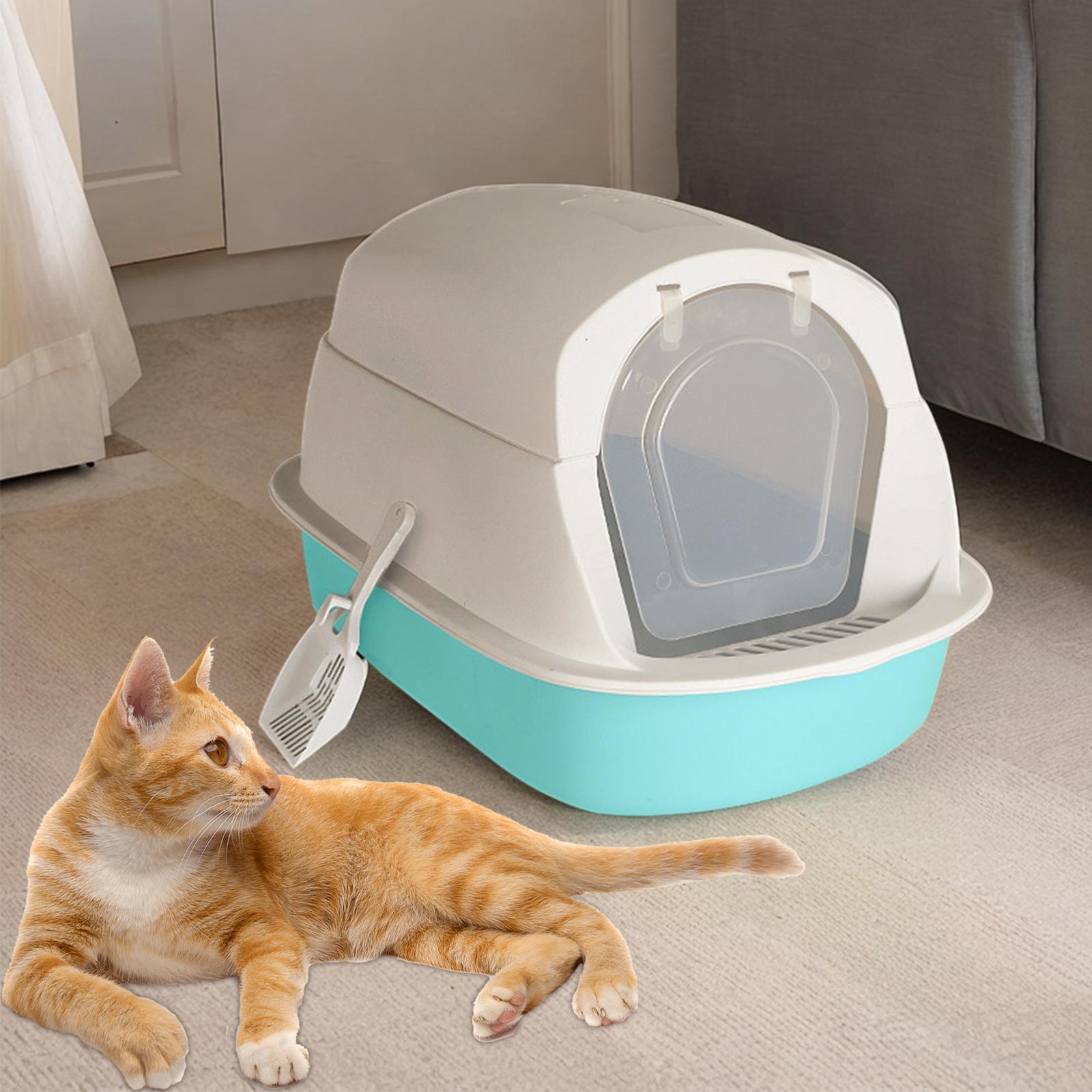 Hooded Cat Litter Box with Lid Cat Litter Tray Enclosed and Covered Cat Toilet Large Cat Litter Box for Indoor Cats with Door Pet Litter Box