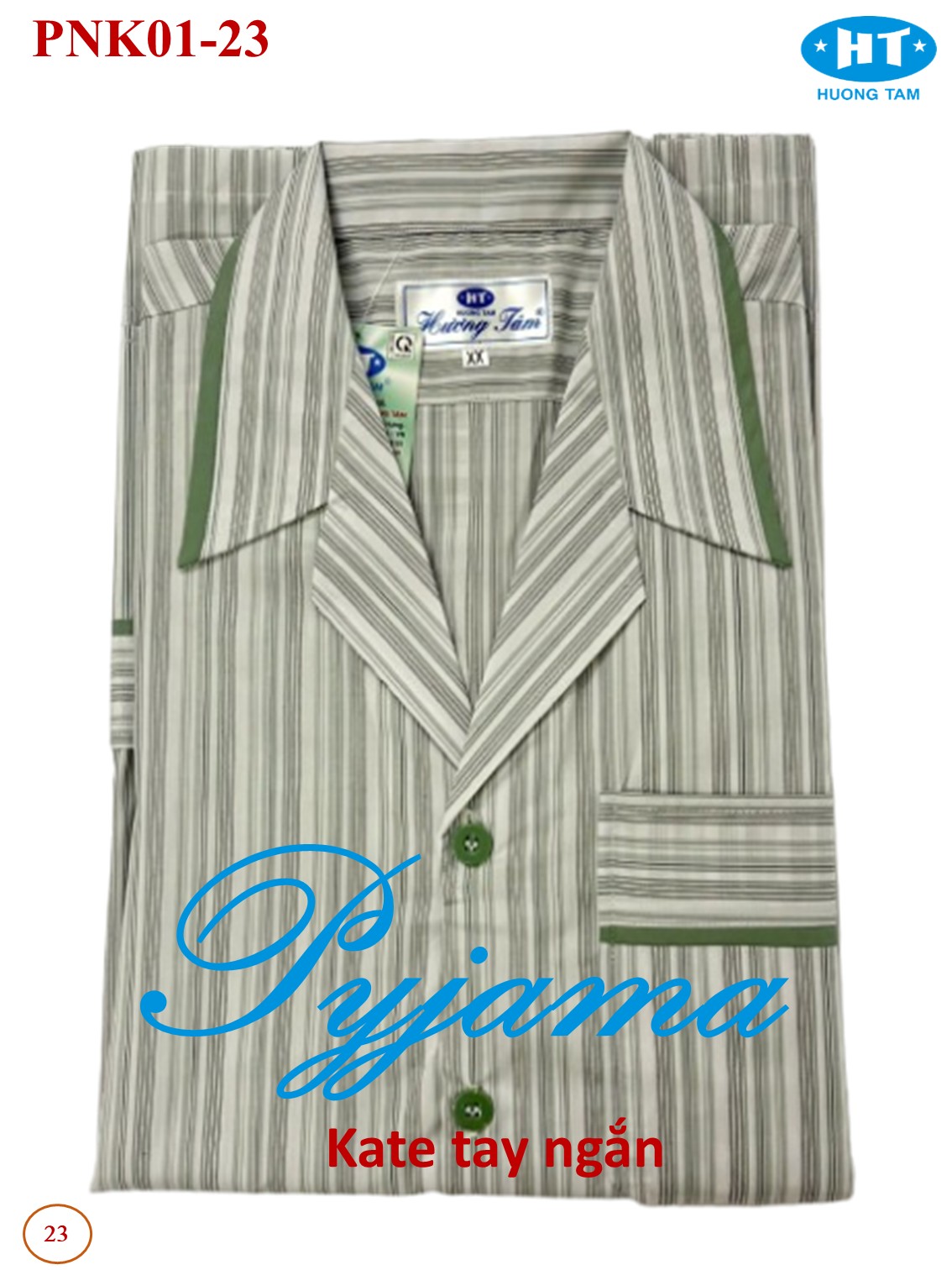 Bộ Pyjama HUONGTAM Kate  tay ngắn nam cao cấp(PNK02N17). Chất liệu Kate loại tốt:  mềm mại, thoáng mát, không phai màu
