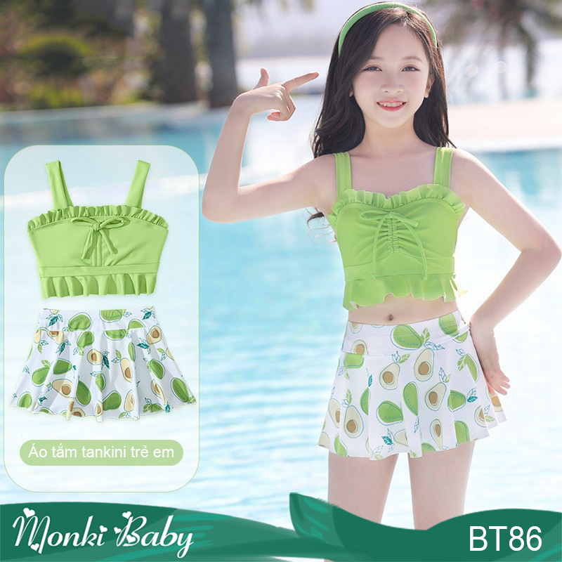 Bộ bơi 2 mảnh bé gái cao cấp, áo tắm tankini trẻ em gái trẻ trung tươi sáng, quần váy điệu đà, chất bơi Lycra xịn đẹp | BT86