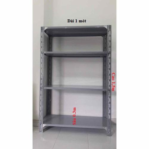 Kệ sắt v lỗ đa năng 4 tầng dài 1m, cao 1,5m, rộng 0,3m