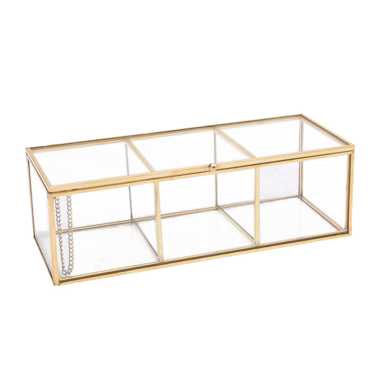 Storage Makeup Box Cosmetic Organizer Holder Clear Glass Jewelry Holder Case