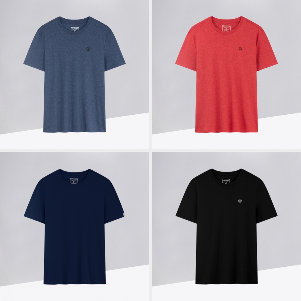 Áo thun nam Biluxury phông cổ tròn co giãn basic dễ phối đồ phom slimfit 6APKB001 combo 3 áo ngẫu nhiên